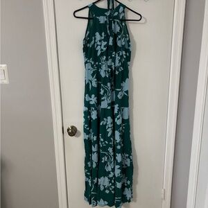 Floral Green and Blue Maxi Dress